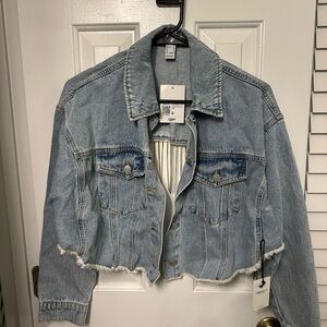Forever 21 Light Blue Distressed Jean Jacket
